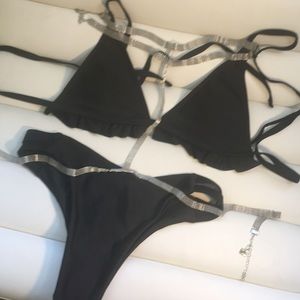 Babydoll swimsuit top and French cut bikini -NEW